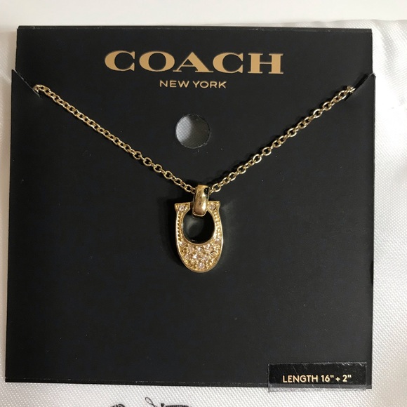 Coach Pave Signature C Gold Necklace - Picture 2 of 8